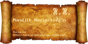Mandjik Maximilián névjegykártya